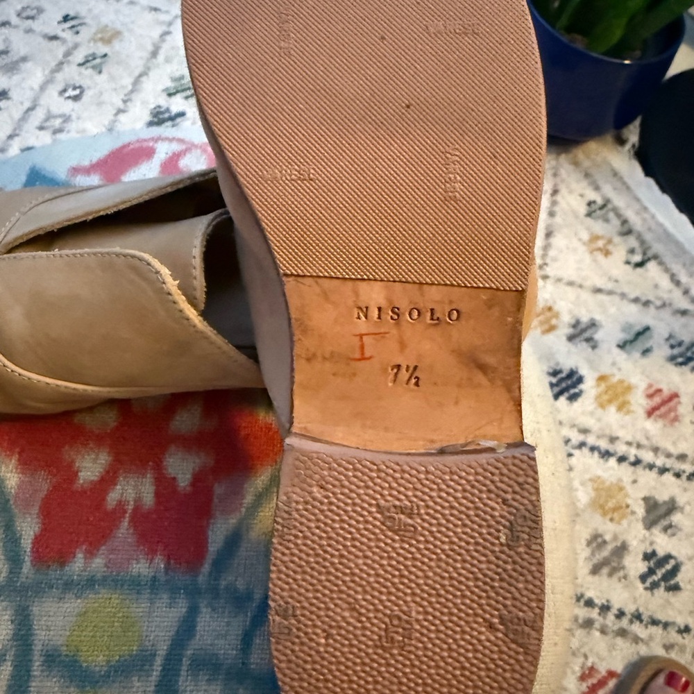 Sz 7.5 Nisolo Emma d'Orsay Oxford Tan Nude Slip On Flats Neutral Classic Preppy - Picture 5 of 9